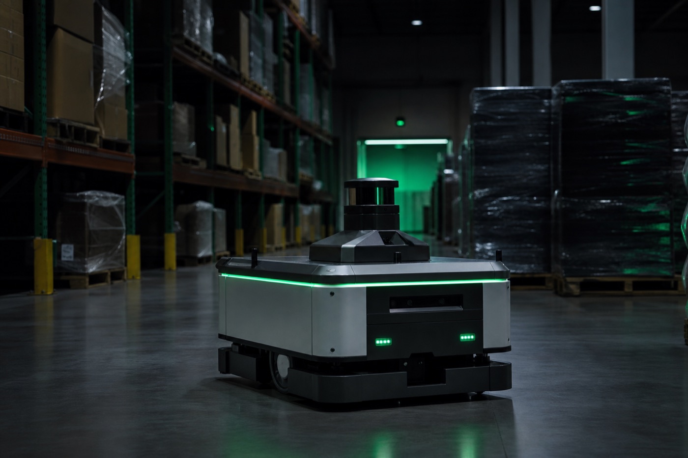 Mobile robot on factory floor