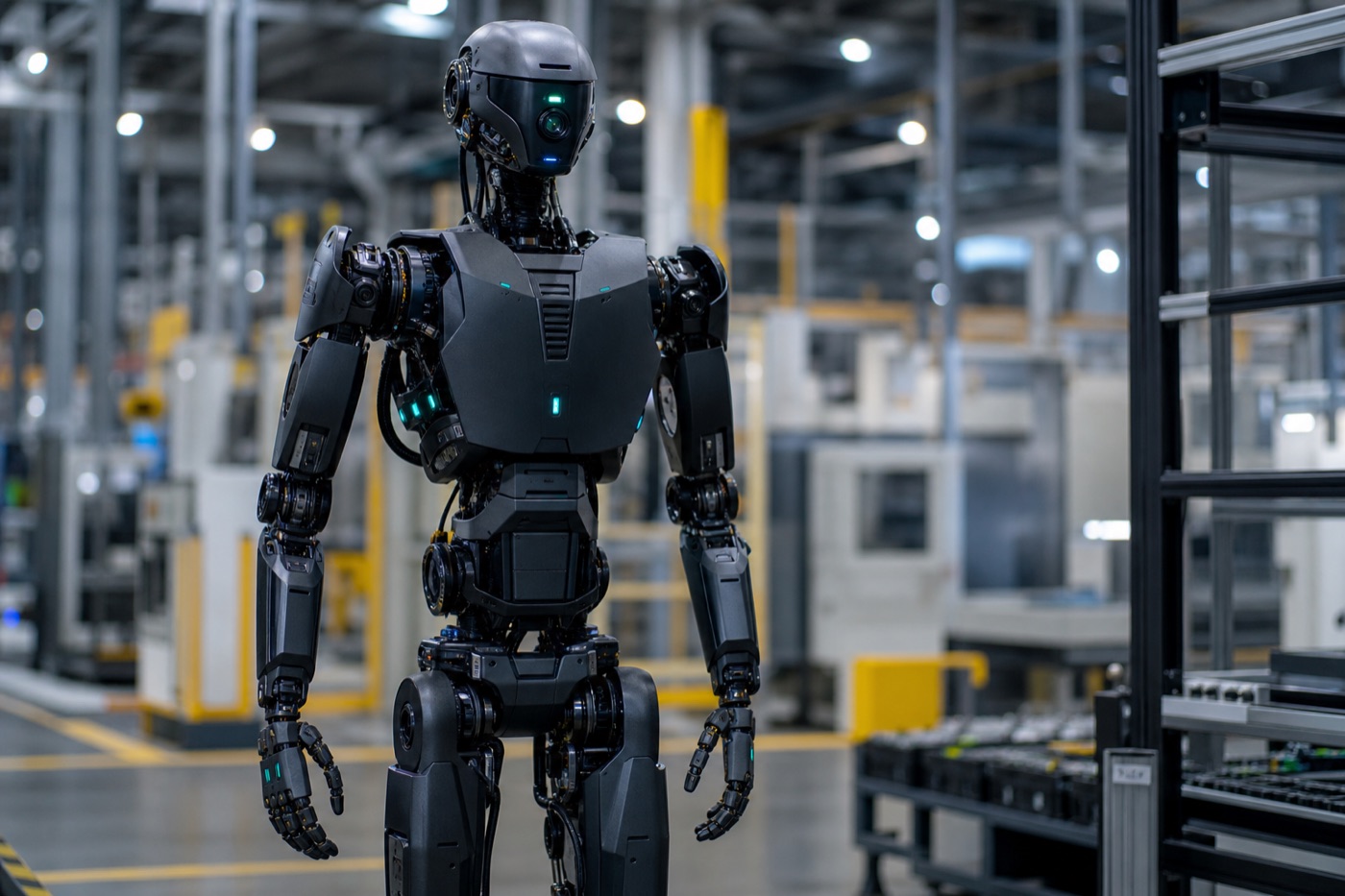 Generic humanoid robot in a factory